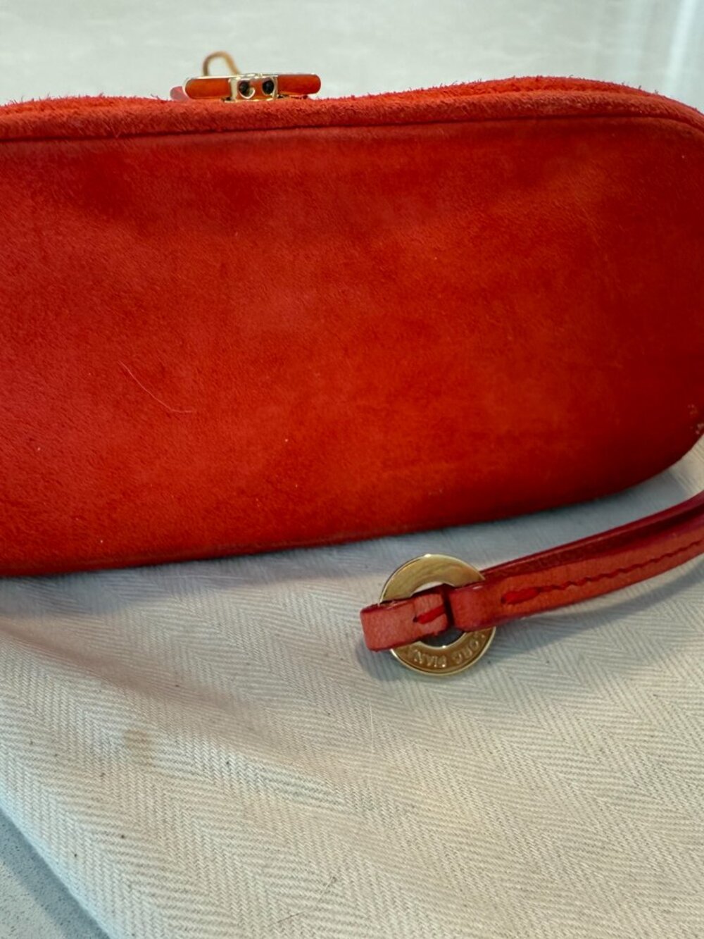 Loro Piana Suede Pouch in Orange Red - Picture 8 of 8